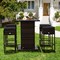 5-Piece Outdoor Bar Set with Storage Black PE Rattan Patio Furniture with Cushioned Stools & PS Slat Table for Garden